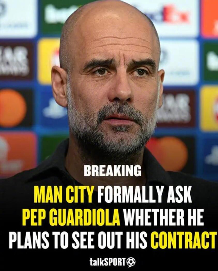 曼城正式询问瓜迪奥拉合同履行意向